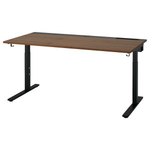 IKEA MITTZON desk, 63x31 1/2 in Walnut Veneer / Black, Ikea Ireland | 3459RBKQA