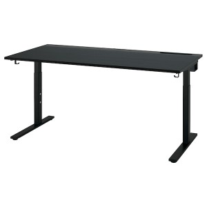 IKEA MITTZON desk, black stained ash veneer/black, 63x31 1/2 in Black Stained Ash Veneer / Black, Ikea Ireland | 7293RYLXV