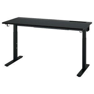 IKEA MITTZON desk, black stained ash veneer/black, 55 1/8x23 5/8 in Black Stained Ash Veneer / Black, Ikea Ireland | 0217RBQMP