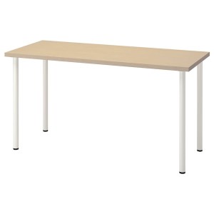 IKEA MÅLSKYTT / ADILS desk, 55 1/8x23 5/8 in Birch / White, Ikea Ireland | 3504UEBAI