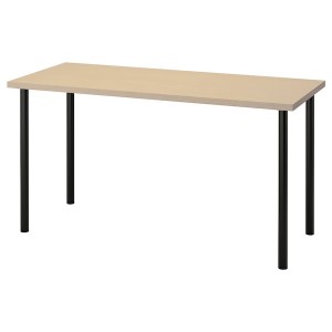 IKEA MÅLSKYTT / ADILS desk, 55 1/8x23 5/8 in Birch / Black, Ikea Ireland | 5918WFLND
