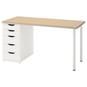 IKEA MÅLSKYTT / ALEX desk, 55 1/8x23 5/8 in Birch / White, Ikea Ireland | 9063FJCZG