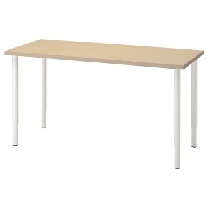 IKEA MÅLSKYTT / OLOV desk, 55 1/8x23 5/8 in Birch / White, Ikea Ireland | 7432XWZUJ