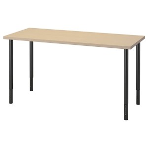 IKEA MÅLSKYTT / OLOV desk, 55 1/8x23 5/8 in Birch / Black, Ikea Ireland | 2165YPFXL
