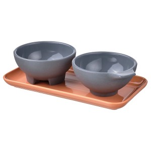 IKEA ÖMSESIDIG tray with 2 bowls, orange/gray, Ikea Ireland | 1759HBINU
