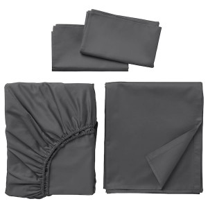 IKEA NATTJASMIN sheet set, Full/Double Dark Gray, Ikea Ireland | 3790DYXWP