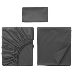 IKEA NATTJASMIN sheet set, Twin Dark Gray, Ikea Ireland | 1459XBFGE