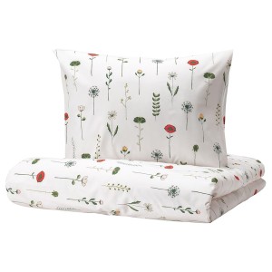 IKEA NATTSLÄNDA duvet cover and pillowcase(s), floral pattern, Twin Multicolor, Ikea Ireland | 0274VDJNA