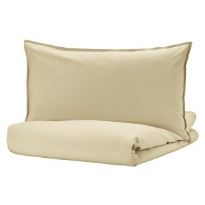 IKEA ÄNGSLILJA duvet cover and pillowcase(s), King Light Beige / Green, Ikea Ireland | 0726HSZOL