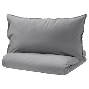 IKEA ÄNGSLILJA duvet cover and pillowcase(s), Full/Queen (Double/Queen) Gray, Ikea Ireland | 4096ENMAX