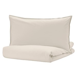 IKEA ÄNGSLILJA duvet cover and pillowcase(s), King Light Grey / Beige, Ikea Ireland | 3842PTOEF