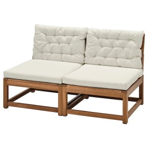 IKEA NÄMMARÖ 2-seat modular sofa, outdoor, light brown stained/Kuddarna beige, Ikea Ireland | 7861JUWPB