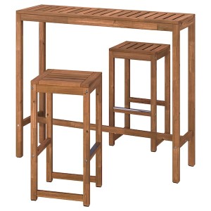 IKEA NÄMMARÖ bar table and 2 bar stools, outdoor, light brown stained, 47 1/4x15 3/4 in, Ikea Ireland | 2814NIGVR