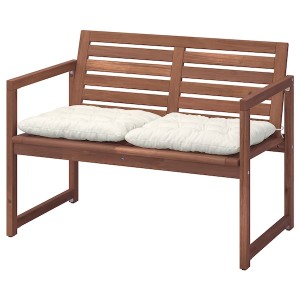 IKEA NÄMMARÖ bench with backrest and cushions, light brown stained/Kuddarna beige, Ikea Ireland | 3648AHOIL