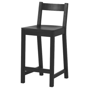 IKEA NORDVIKEN Bar stool with backrest, black, Width: 15 3/4 in. Order today!, Ikea Ireland | 1439AHJWY