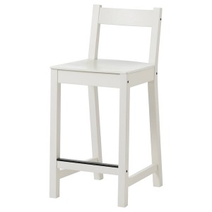IKEA NORDVIKEN bar stool with backrest, white, 24 3/8 in, Ikea Ireland | 5987KHSIV