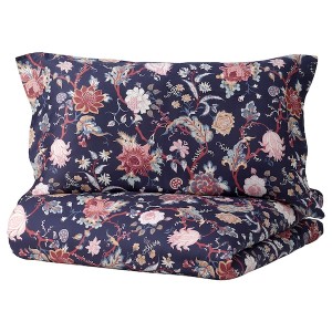 IKEA NÄSSELKLOCKA duvet cover and pillowcase(s), King Dark Blue / Multicolor, Ikea Ireland | 7659VCFNM