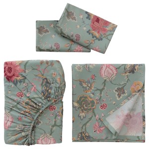 IKEA NÄSSELKLOCKA sheet set, Queen Light Green Gray / Multicolor, Ikea Ireland | 5463PVXLJ