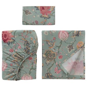 IKEA NÄSSELKLOCKA sheet set, Twin Light Green Gray / Multicolor, Ikea Ireland | 8316QUPNL