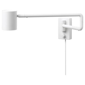 IKEA NYMÅNE Wall lamp with swing arm + LED bulb, white, Ikea Ireland | 7915AWJFK