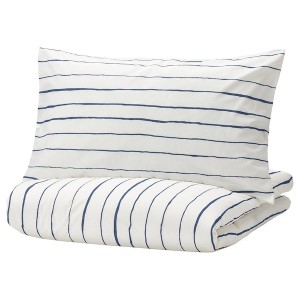 IKEA PAGODTRÄD duvet cover and pillowcase(s), Twin White / Dark Blue, Ikea Ireland | 2608SYHOB