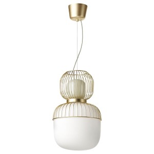 IKEA PILBLIXT pendant lamp, white/light green glass/gold effect metal, 13 in, Ikea Ireland | 9748HBZUQ