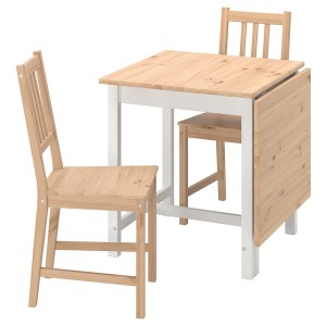 IKEA PINNTORP / PINNTORP table and 2 chairs, 26 3/8/48 7/8 in Light Brown Stained White Stained / Light Brown Stained, Ikea Ireland | 2387CKPTW