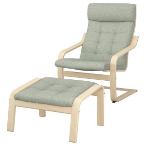 IKEA POÄNG armchair and ottoman Birch Veneer / Gunnared Light Green, Ikea Ireland | 1639TUCNS