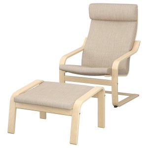 IKEA POÄNG armchair and ottoman Birch Veneer / Hillared Beige, Ikea Ireland | 4280RQCGK
