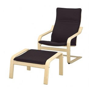 IKEA POÄNG armchair and ottoman Birch Veneer / Knisa Black, Ikea Ireland | 3514RKLPX