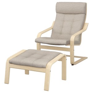 IKEA POÄNG armchair and ottoman Birch Veneer / Gunnared Beige, Ikea Ireland | 3164FECRK