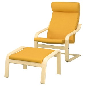 IKEA POÄNG armchair and ottoman Birch Veneer / Skiftebo Yellow, Ikea Ireland | 6084SNLJA