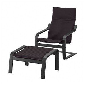 IKEA POÄNG armchair and ottoman Black / Brown / Knisa Black, Ikea Ireland | 9012DYBQO