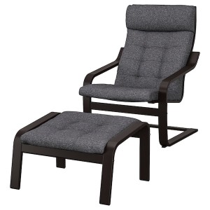 IKEA POÄNG armchair and ottoman Black / Brown / Gunnared Dark Gray, Ikea Ireland | 0261IWNMZ