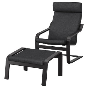 IKEA POÄNG armchair and ottoman Black / Brown / Hillared Anthracite, Ikea Ireland | 0392SPKQF