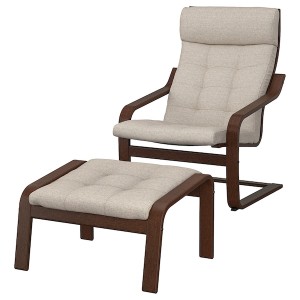 IKEA POÄNG armchair and ottoman Brown / Gunnared Beige, Ikea Ireland | 0536VUMHW