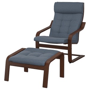 IKEA POÄNG armchair and ottoman Brown / Gunnared Blue, Ikea Ireland | 2794RFHPO