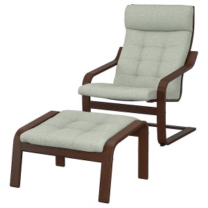 IKEA POÄNG armchair and ottoman Brown / Gunnared Light Green, Ikea Ireland | 2843TSCQP