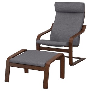 IKEA POÄNG armchair and ottoman Brown / Skiftebo Dark Gray, Ikea Ireland | 2467FZRSG