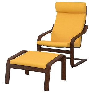 IKEA POÄNG armchair and ottoman Brown / Skiftebo Yellow, Ikea Ireland | 2745QEVIJ