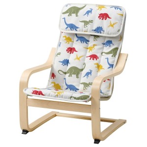 IKEA POÄNG kid's armchair Birch Veneer / Medskog Dinosaur Pattern, Ikea Ireland | 7406XPLZC
