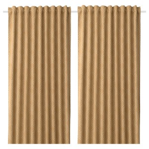 IKEA PRAKTRÖLLIKA room darkening curtains, 1 pair, beige, 57x98 in, Ikea Ireland | 4582YOCZE