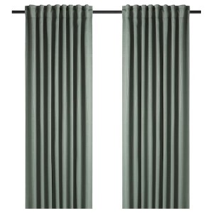 IKEA PRAKTTIDLÖSA room darkening curtains, 1 pair, 50x98 in Green, Ikea Ireland | 6702BIKGZ