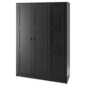 IKEA RAKKESTAD wardrobe with 3 doors, black-brown, 46 1/8x69 1/4 in, Ikea Ireland | 9023AXFVT