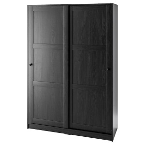 IKEA RAKKESTAD wardrobe with sliding doors, black-brown, 46 1/8x69 1/4 in, Ikea Ireland | 0593HMVIN