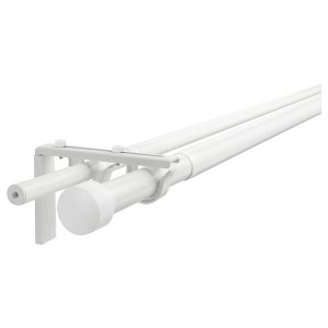IKEA RÄCKA / HUGAD double curtain rod combination, 47 1/4-82 5/8 in White, Ikea Ireland | 5967RMUBA