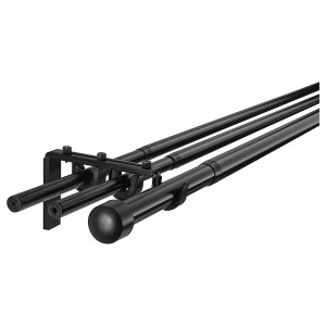 IKEA RÄCKA / HUGAD triple curtain rod combination, 82 5/8-151 5/8 in Black, Ikea Ireland | 3254MZYGC