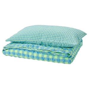 IKEA RÅGBLOMMA duvet cover and pillowcase(s), Twin Light Green / Light Blue, Ikea Ireland | 5974MPQGS