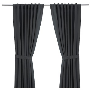 IKEA RITVA curtains with tie-backs, 1 pair, gray, 57x65 in, Ikea Ireland | 1640IEXKP
