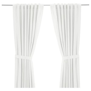 IKEA RITVA curtains with tie-backs, 1 pair, white, 57x118 in, Ikea Ireland | 7539TIUJC